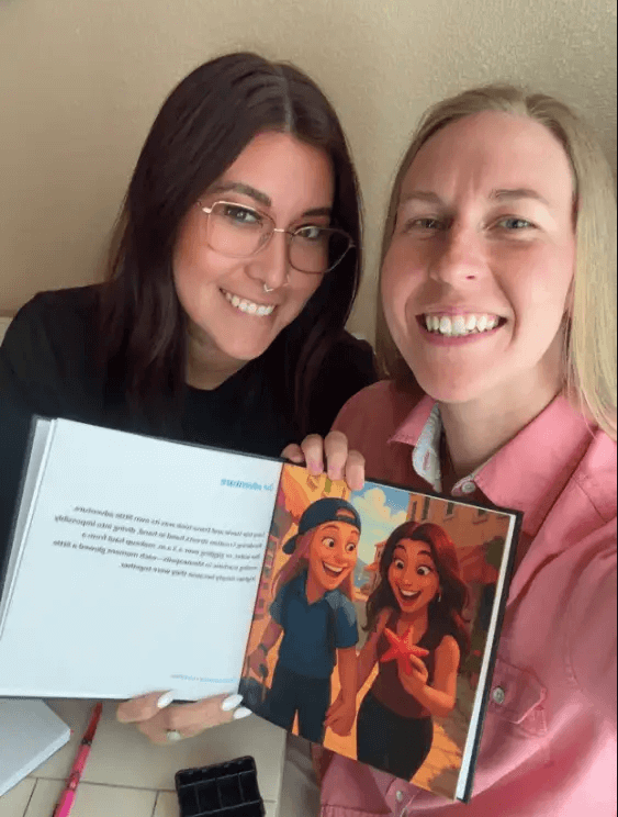Happy couple with their LoveTales book
